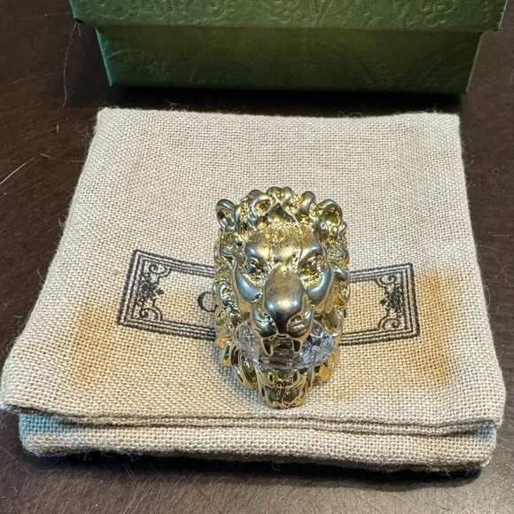 New Authentic Gucci Lion Head Ring Crystal Size XS / US 5.25 - Picture 8 of 10